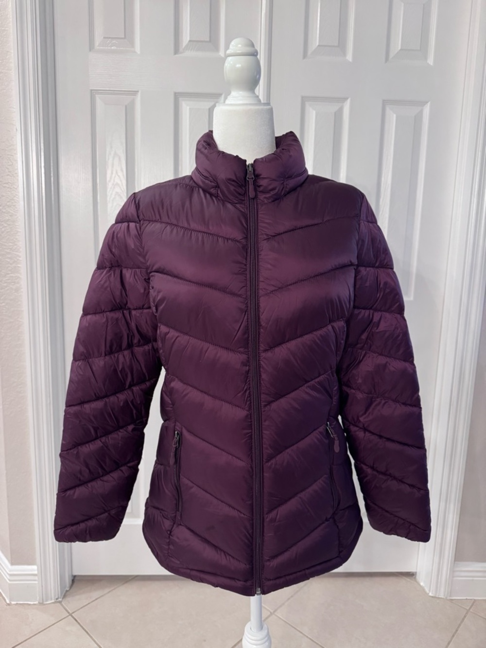 Charter Club Plum Chevron Packable Puffer Jacket